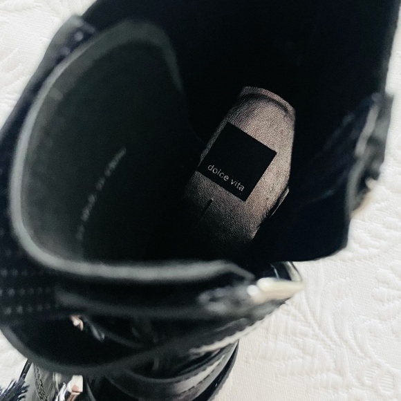 NWOB Lulus Dolce Vita Gaven Black Leather Belted Mid-Calf Boots 7.5 - Picture 9 of 12